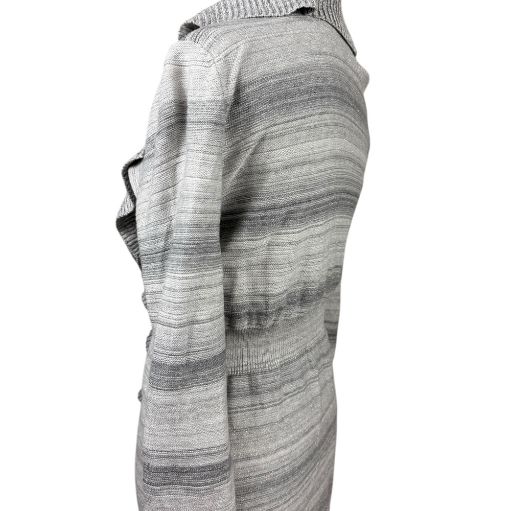 White House Black Market gray and silver ruffle cardigan sweater size small - Picture 4 of 13